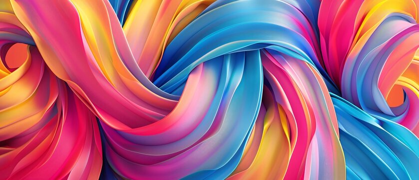 Sinuous ribbons of color intertwine and coil, forming a visually engaging backdrop ideal for presentations and digital designs, Generative AI