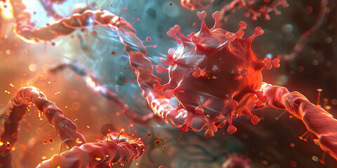 Virus-Host Cell Interaction: A series of images depicting the interaction between the novel virus and host immune cells, showing how the virus evades the immune response.