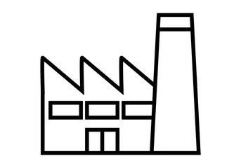 Icono negro de una fábrica en fondo blanco