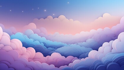 Fototapeta premium 雲と夜空のイラスト