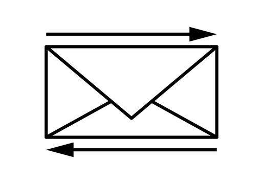 Icono negro de env&iacute;o y reenv&iacute;o de un email. 