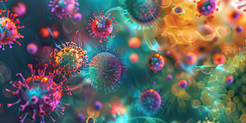 Virus transmission dynamics showing how cells multiply microscopic view of destroying the body.