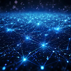 Obraz premium abstract network connection. Network of interconnected blue-toned points and lines.