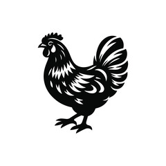 Hen Animal black silhouette vector with white color background