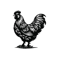 Hen Animal black silhouette vector with white color background