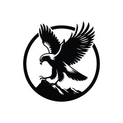 Hawk Animal black silhouette vector with white color background