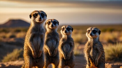 cute family of meerkats huddled together