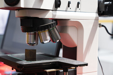 Optic machine for precise measurement of part size and quality evaluation. Smart factory..