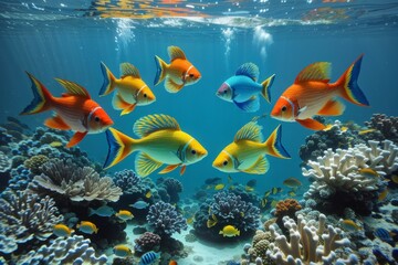 Obraz premium colorful tropical fish swimming under the water
