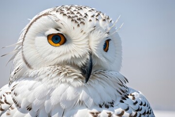 Obraz premium closeup shot of snowy owl with piercing eyes
