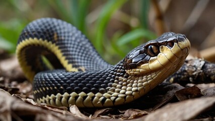 Obraz premium a venomous snake flicking closeup shot