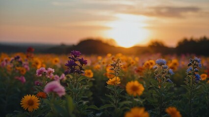Fototapeta premium landscape of beautiful flowers garden