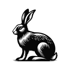 Hare Animal black silhouette vector with white color background