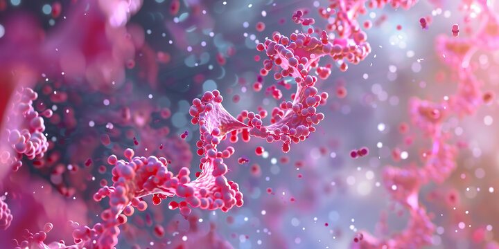 Viral Genome: A close-up view of the genetic material of the novel virus, showing its RNA sequence and genetic variations that contribute to its virulence and transmission.