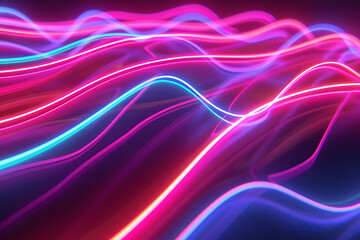 Colorful neon lines creating a dynamic pattern against a sleek black background, showcasing modern and vibrant design.