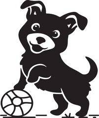  cute dog playing with football silhouette victor art illustrator 
