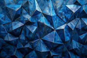 Geometric blue triangular facets creating a dynamic and modern mosaic texture background