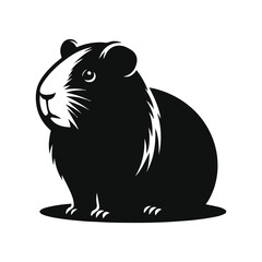 Guinea Pig Animal black silhouette vector with white color background