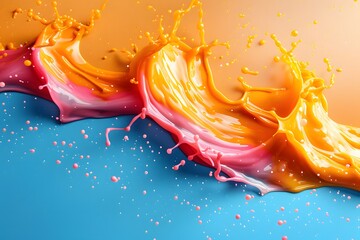 Colorful Paint Splash Abstract Art - Vibrant Fluid Painting for Modern Wall Decor