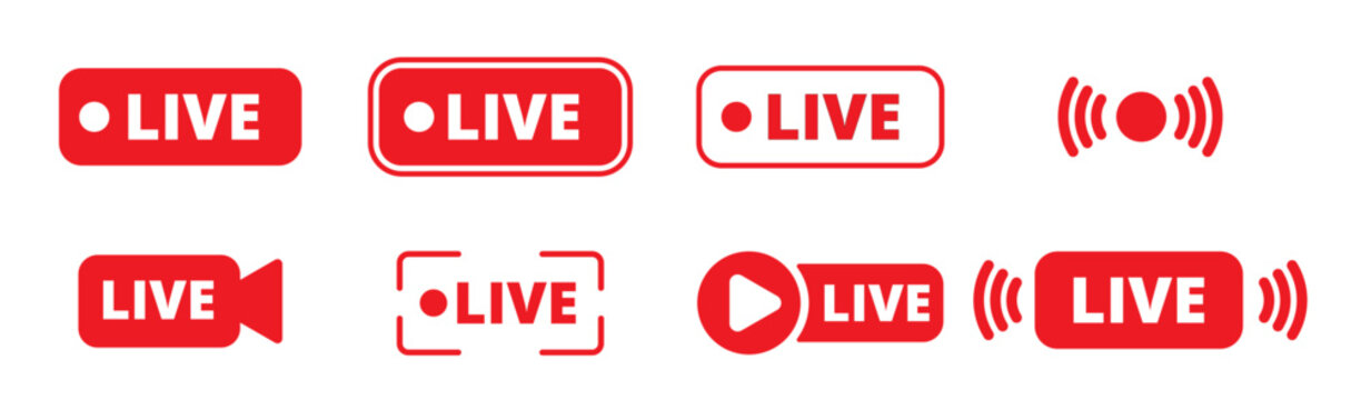 LIVE streaming media online and television overlay icon red mark