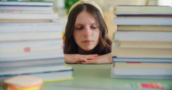 Portrait of a Young Student, Tired from the Amount of Studying