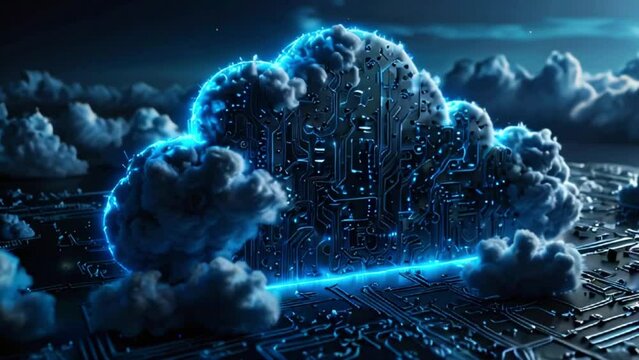 This is a glowing blue cloud with a city inside of it.