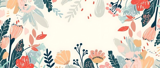 Decorative Doodle Page Border with Blank Space for Valentine s Day Message