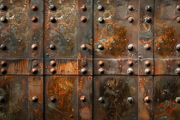 Fototapeta premium rusted metal plate, metallic grunge texture, weathered rusty metal wall, 