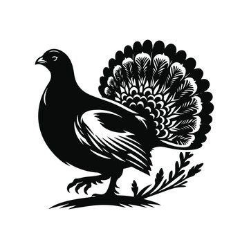 recommend clip art: Grouse Animal black silhouette vector with white color background