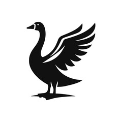 Goose Animal black silhouette vector with white color background