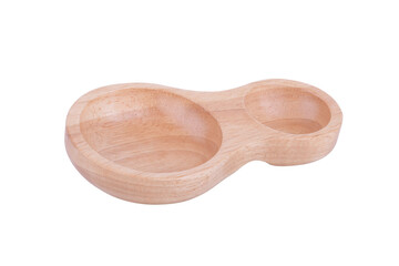 Two Compartment Wood Plate for Sauce on Transparent png