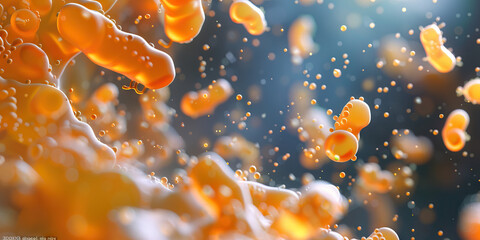 Bacterial Biofilm: A close-up of a bacterial biofilm, showing a community of bacteria encased in a matrix of extracellular polymeric substances (EPS), which protect them from environmental stresses an