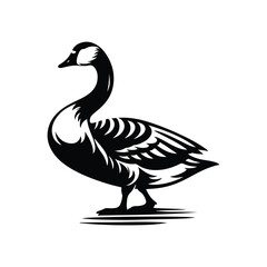 Goose Animal black silhouette vector with white color background