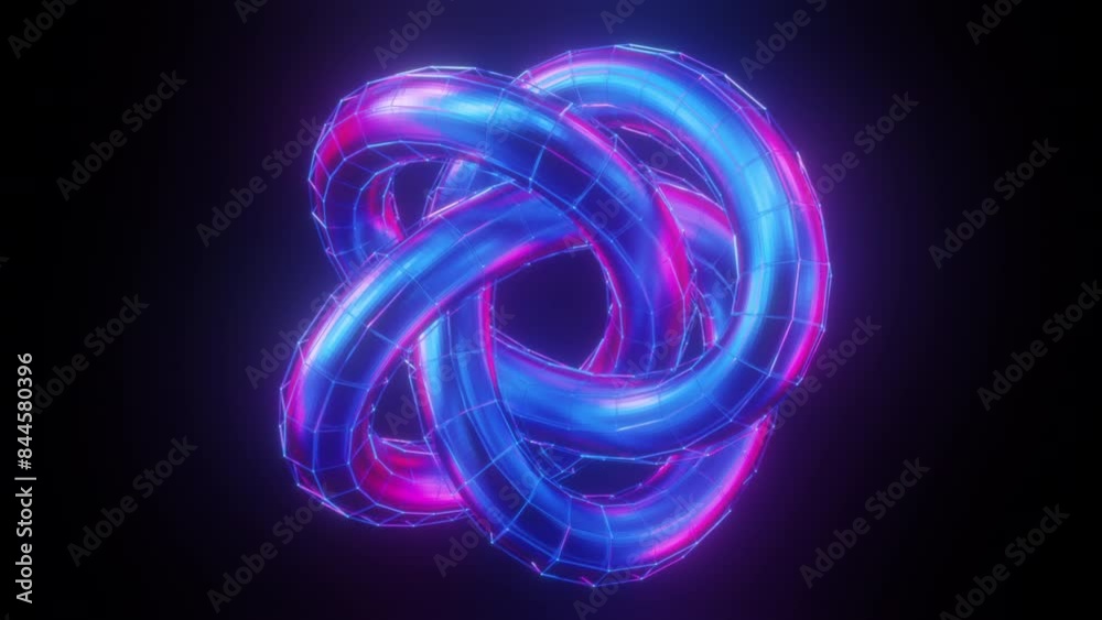 Poster glow twisted torus. computer generated 3d render
