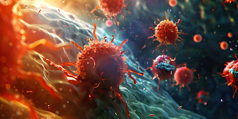 Immune System Defenders in Action: Combating Viral Infection Spreading Through Body Cells