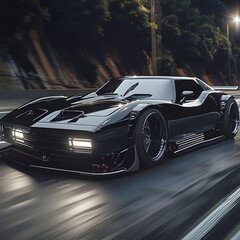 Naklejka premium fast moving car on highway