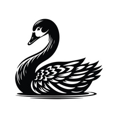 Goose Animal black silhouette vector with white color background