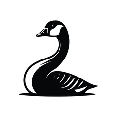 Goose Animal black silhouette vector with white color background