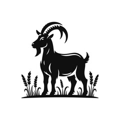 Goat Animal black silhouette vector with white color background