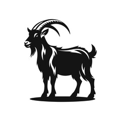 Goat Animal black silhouette vector with white color background