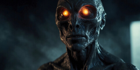 Obraz premium UFO concept.Portrait of an alien from outer space from other planets.