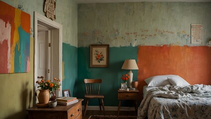 A poem inspired by the memories painted on the walls of a nostalgic, colorful bedroom ai_generated