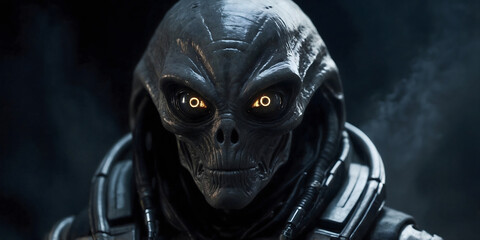 UFO concept.Portrait of an alien from outer space from other planets.