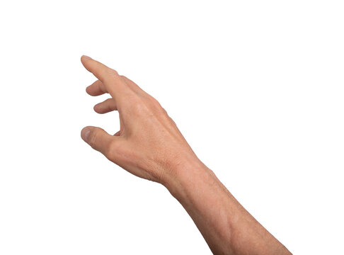 Hand reaching out with open fingers, isolated on white background. Gesture indicating grasping or signaling, ideal for interaction and communication concepts. Close up view showing, transparent PNG