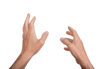 Hand reaching out, point of view POV perspective, isolated on white background. Gesture indicating interaction or virtual reality, ideal for technology and communication concepts., transparent PNG