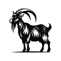 Goat Animal black silhouette vector with white color background