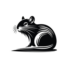 Gerbil Animal black silhouette vector with white color background