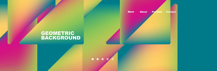 Colorful fluid gradient triangles and squares web site template. Vector Illustration For Wallpaper, Banner, Background, Card, Book Illustration, landing page