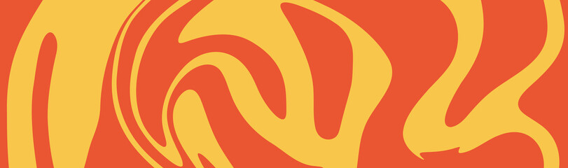 Abstract background with orange waves, retro style. Colorful fluid wavy background in warm orange color. Distorted liquid texture in retro psychedelic style.