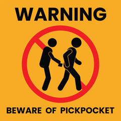 Beware of pickpockets awareness symbol vector illustration
